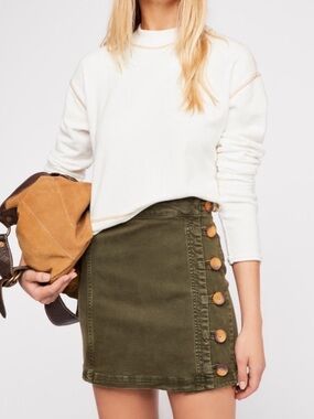 Free People Little Daisies Buttondown Mini Skirt